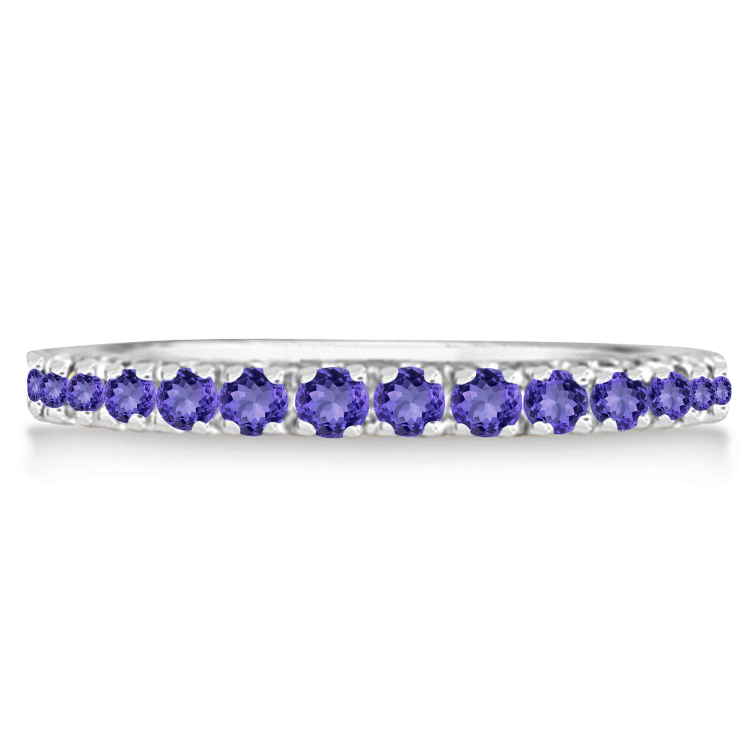 Tanzanite Eternity Stackable Ring Band 14K White Gold (0.75ct)