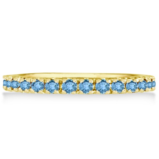 Blue Topaz Eternity Stackable Ring Band 14K Yellow Gold (0.75ct)