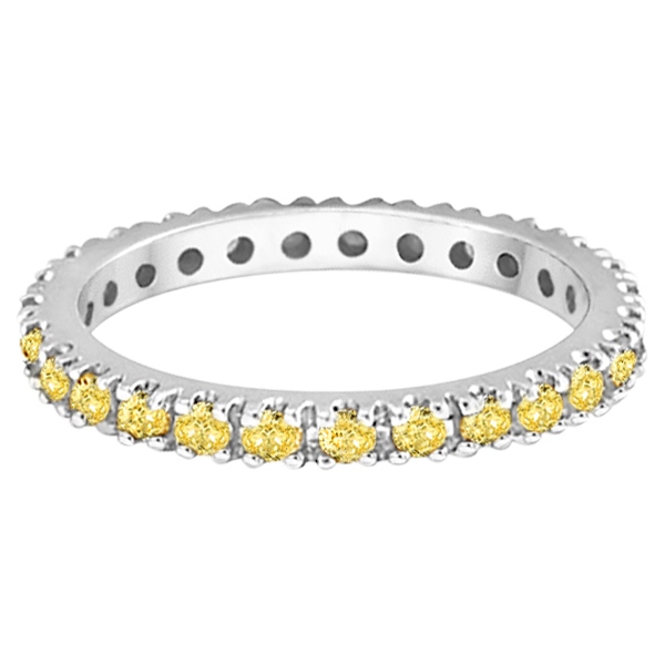 Fancy Yellow Canary Diamond Eternity Ring Band Palladium (0.51ct)