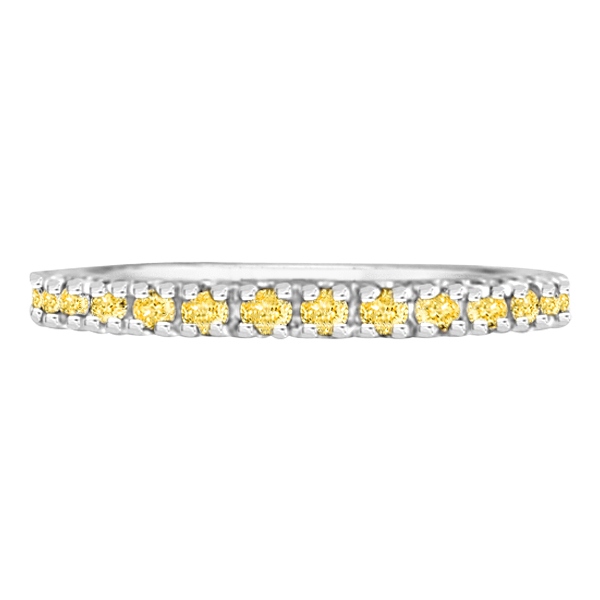 Fancy Yellow Canary Diamond Eternity Ring Band Palladium (0.51ct)