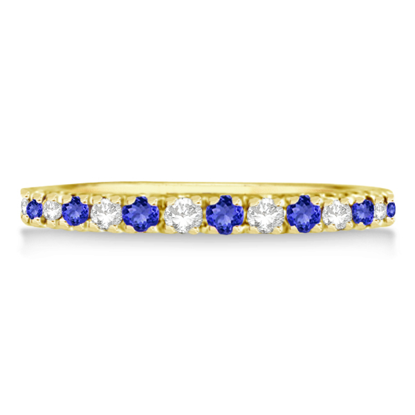 Tanzanite & Diamond Eternity Stackable Ring Band 14K Yellow Gold (0.75ct)