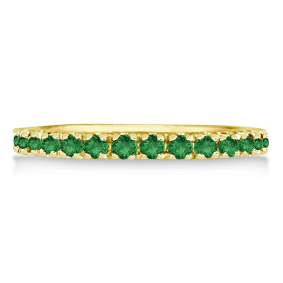 Emerald Eternity Stackable Ring Band 14K Yellow Gold (0.75ct)