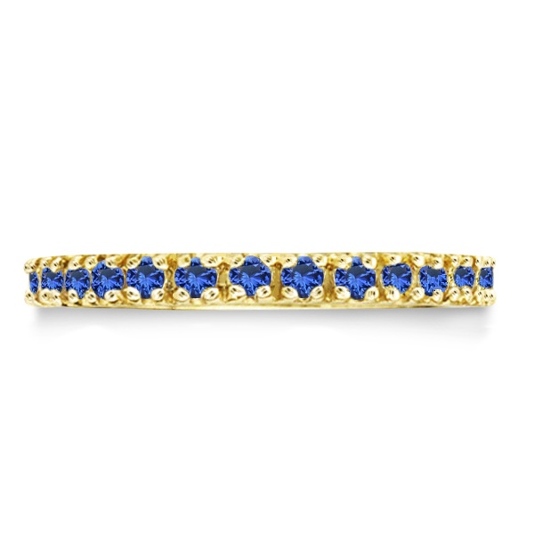 Blue Sapphire Eternity Band Anniversary Ring 14K Yellow Gold (0.50ct)