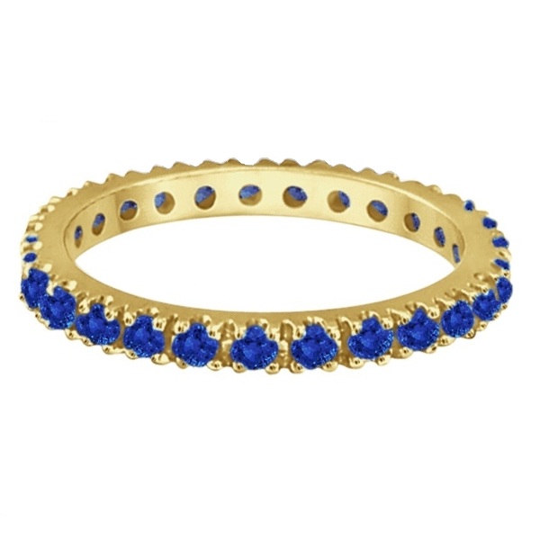 Blue Sapphire Eternity Band Anniversary Ring 14K Yellow Gold (0.50ct)