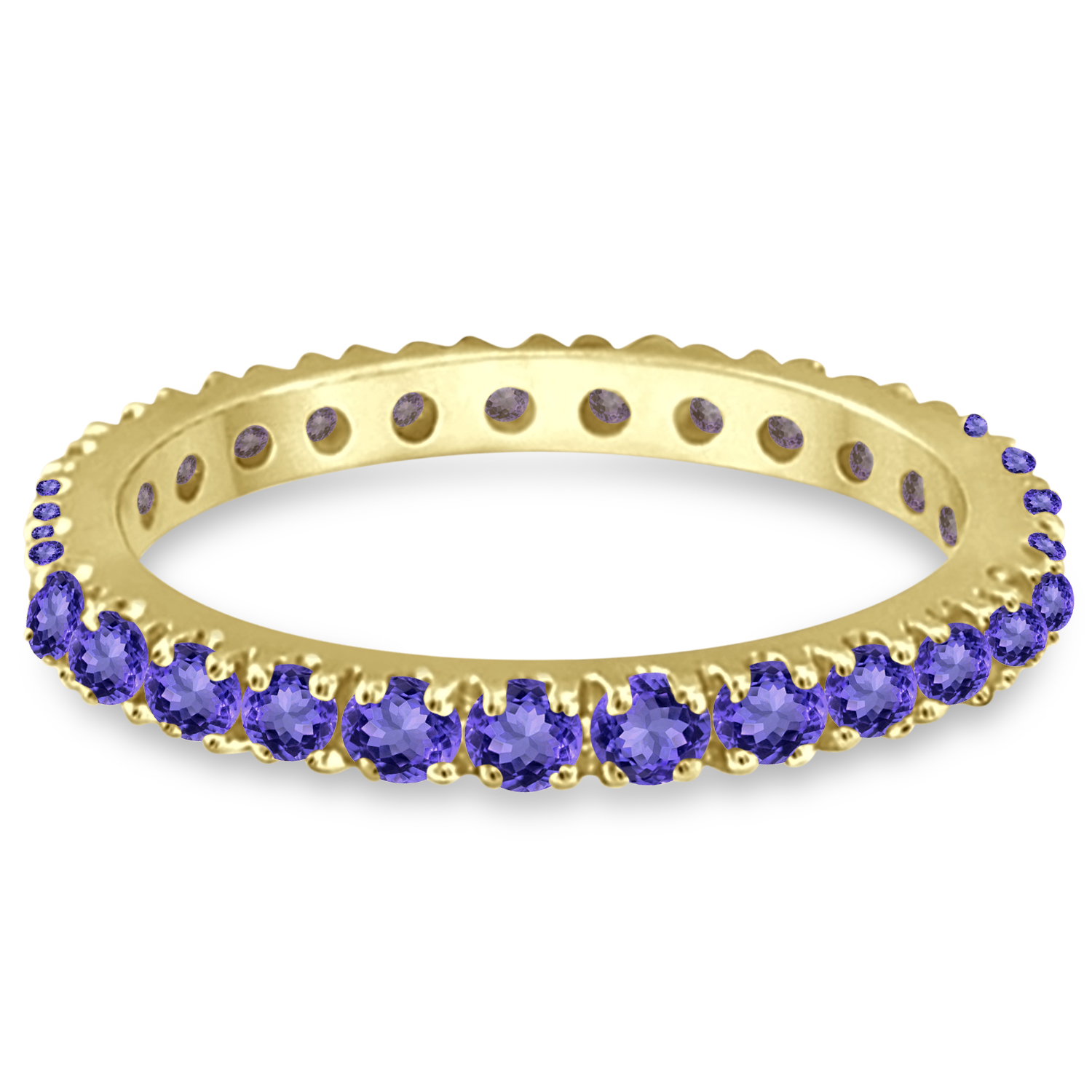 Tanzanite Eternity Stackable Ring Band 14K Yellow Gold (0.75ct)