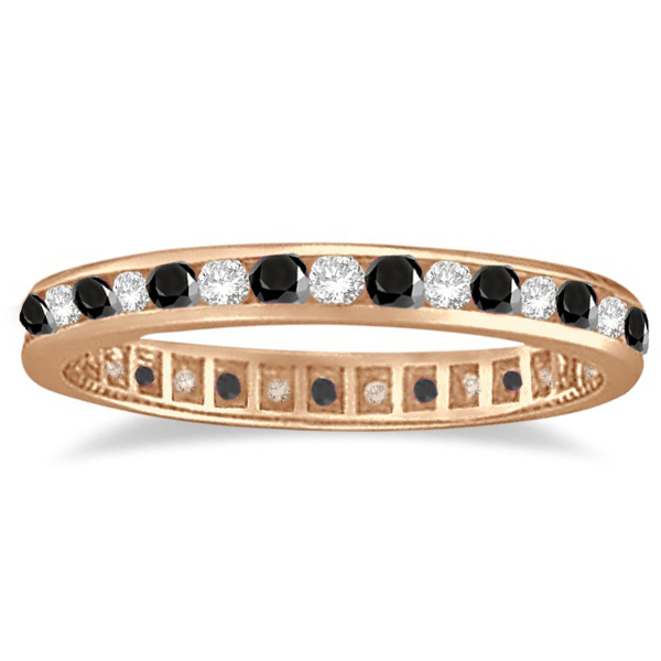 Black & White Diamond Channel Set Eternity Ring 14k Rose Gold (1.04ct)