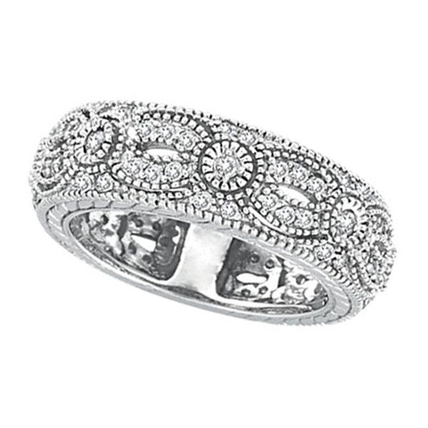 Antique Style Eternity Band 14k White Gold (0.80 ctw)