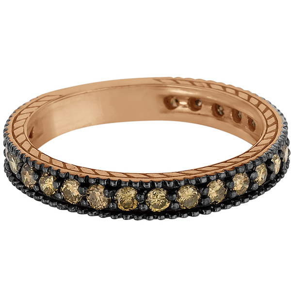 Champagne Diamond Eternity Band Black Rhodium 14k Rose Gold (1.00ct)