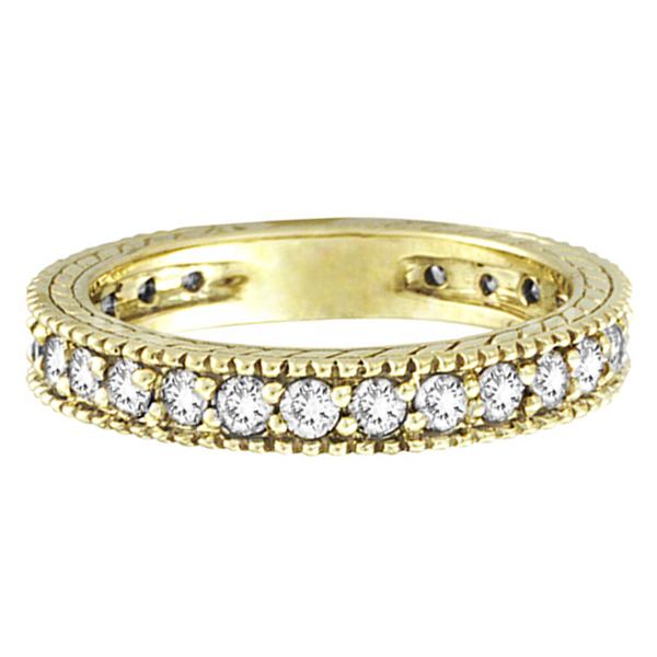 Diamond Eternity Milgrain Edged Ring Band 14k Yellow Gold (1.00ct)
