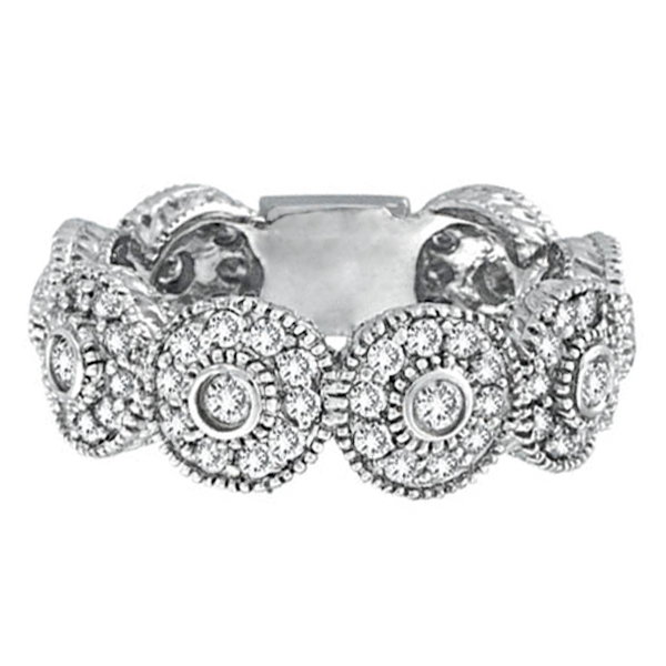 Venetian Eternity Diamond Ring With Circles 14k White Gold (1.26 ctw)