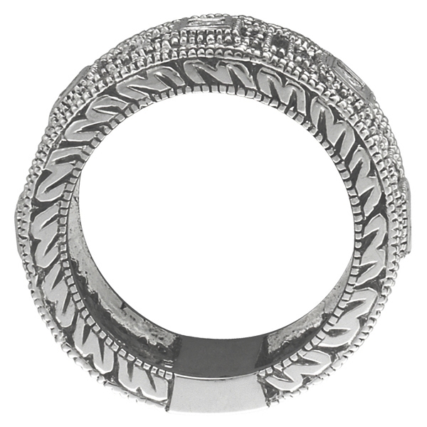 Round & Princess Eternity Diamond Byzantine Ring 14k White Gold (1.72ct)