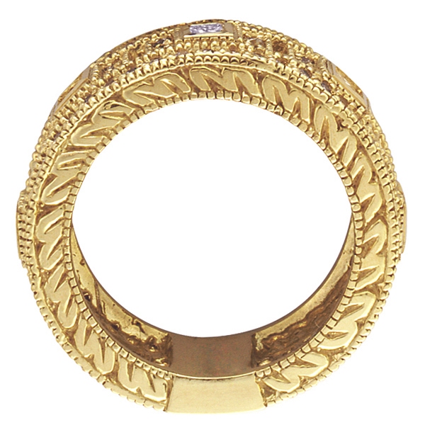 Round & Princess Eternity Diamond Byzantine Ring 14k Yellow Gold (1.72ct)