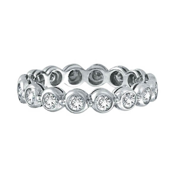 Bezel-Set Diamond Eternity Ring Band 14k White Gold (1.00ct)