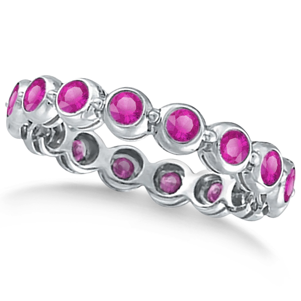 Pink Sapphire Eternity Ring 14k White Gold (1.10 ct)
