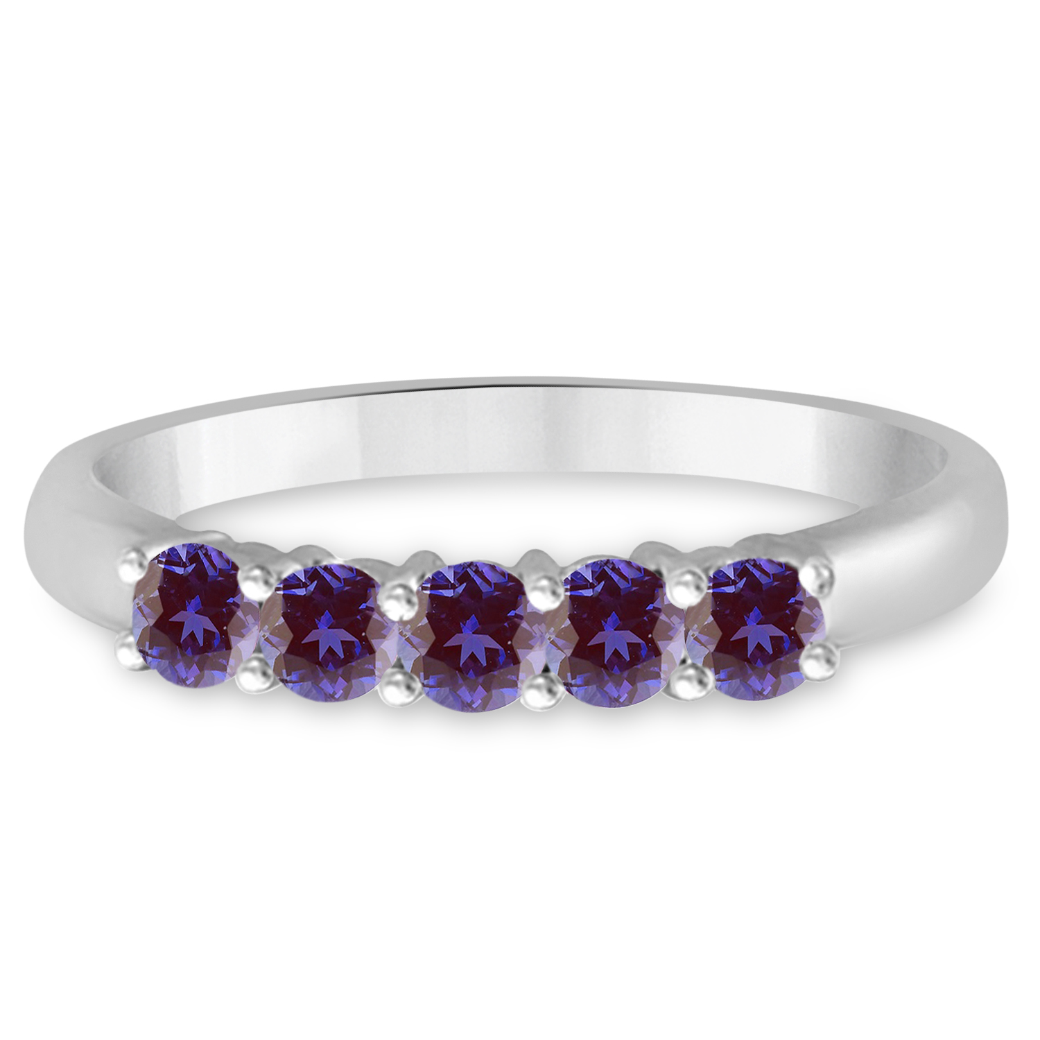 Five Stone Lab Grown Alexandrite Ring Anniversary Band 14k White Gold (0.50ctw)