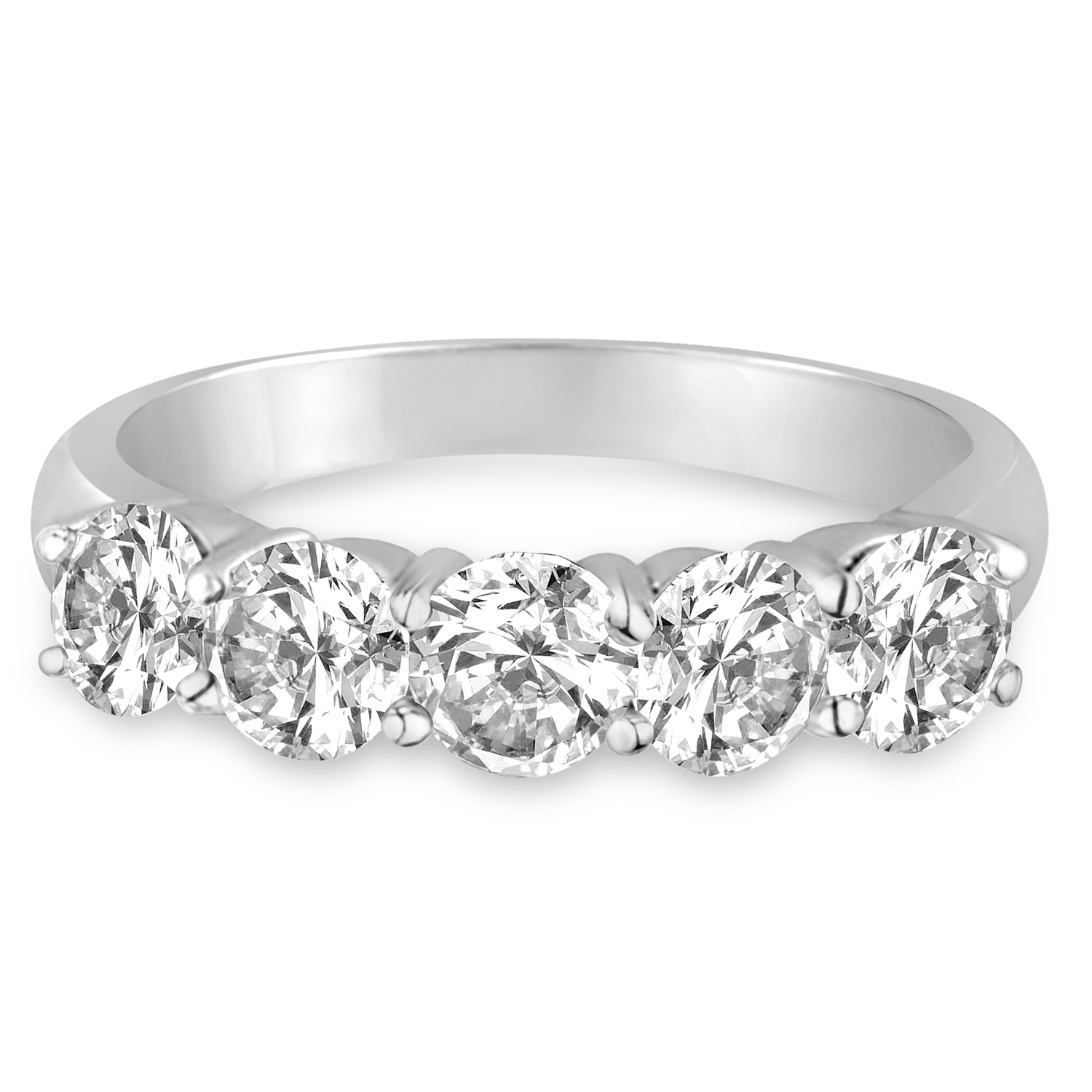Five Stone Lab Grown Diamond Ring Anniversary Band 14k White Gold (2.00ctw)