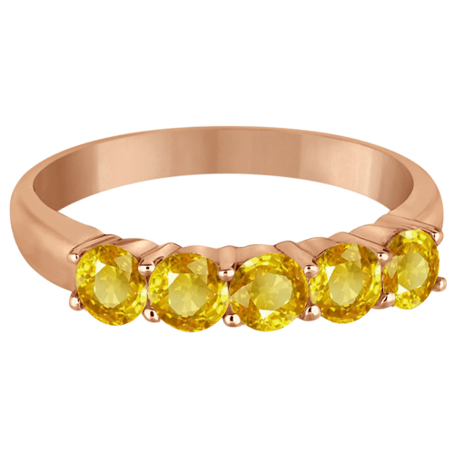 Five Stone Yellow Sapphire Ring 14k Rose Gold (1.70ctw)