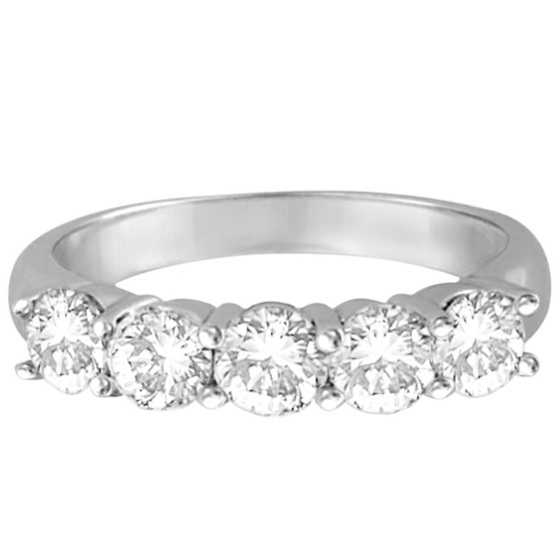 Five Stone Diamond Ring Anniversary Band Palladium (1.50ctw)
