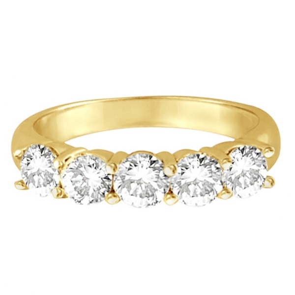 Five Stone Diamond Ring Anniversary Band 14k Yellow Gold (1.50 ctw)