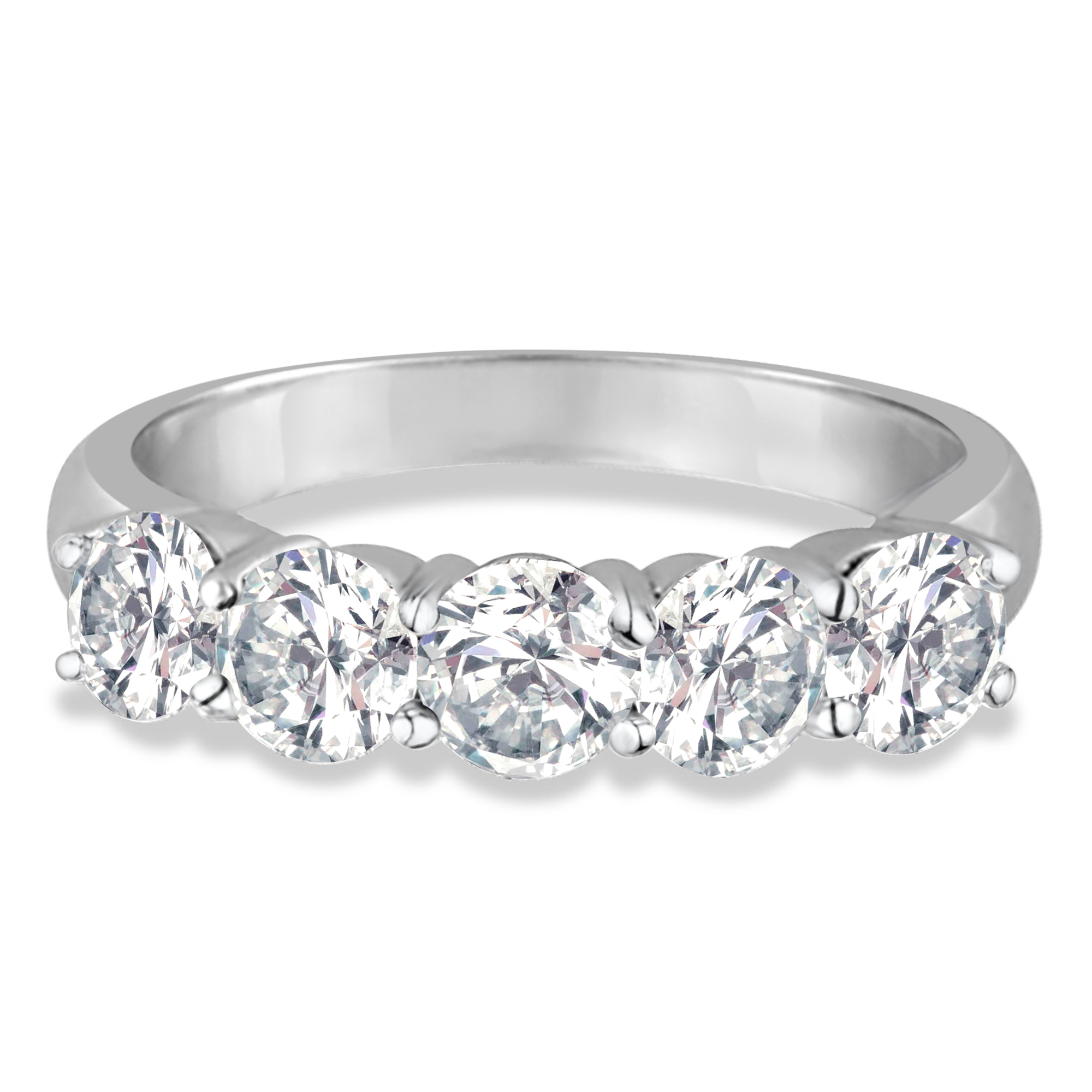 Five Stone Diamond Ring Anniversary Band 14k White Gold (2.00ctw)