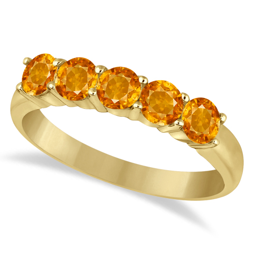 Five Stone Citrine Ring 14k Yellow Gold (1.60ctw)