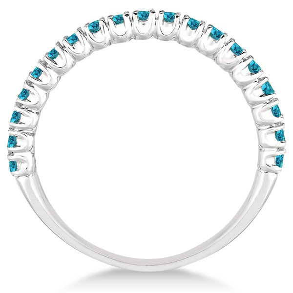 Half-Eternity Pave-Set Thin Blue Diamond Stacking Ring Palladium (0.50ct)
