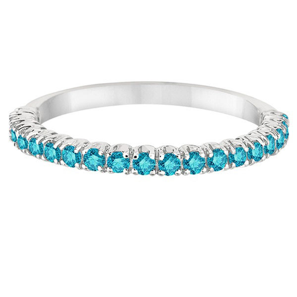 Half-Eternity Pave-Set Thin Blue Diamond Stacking Ring Palladium (0.50ct)