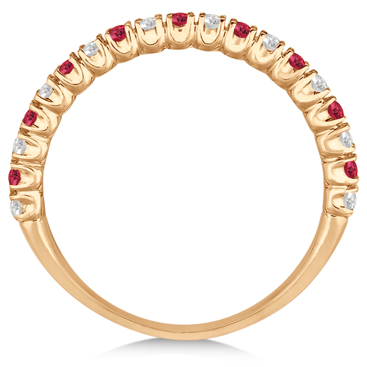 Lab Ruby & Lab Grown Diamond Wedding Band Anniversary Ring in 14k Rose Gold (0.50ct)