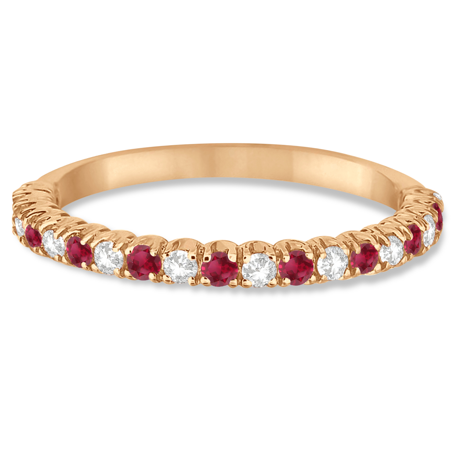 Lab Ruby & Lab Grown Diamond Wedding Band Anniversary Ring in 14k Rose Gold (0.50ct)