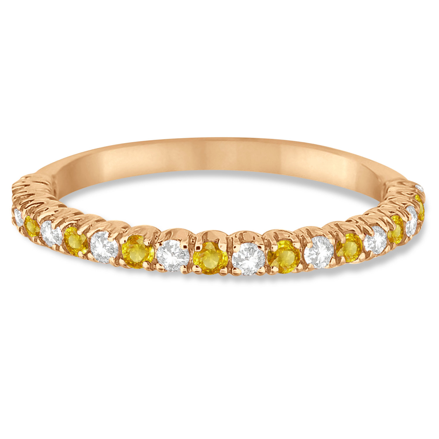 Yellow Sapphire & Diamond Wedding Band Anniversary Ring in 14k Rose Gold (0.50ct)