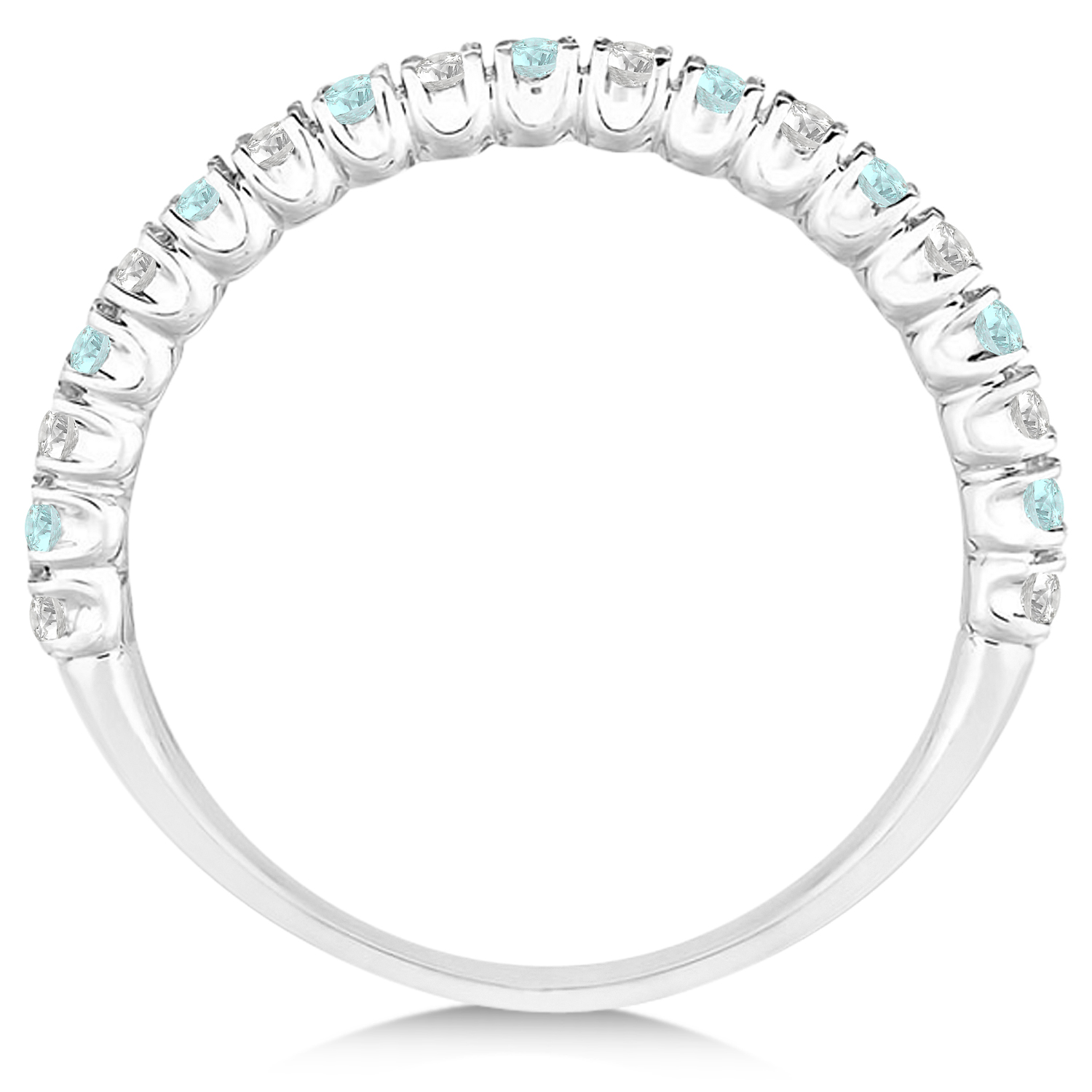 Aquamarine & Diamond Wedding Band Anniversary Ring in 14k White Gold (0.50ct)