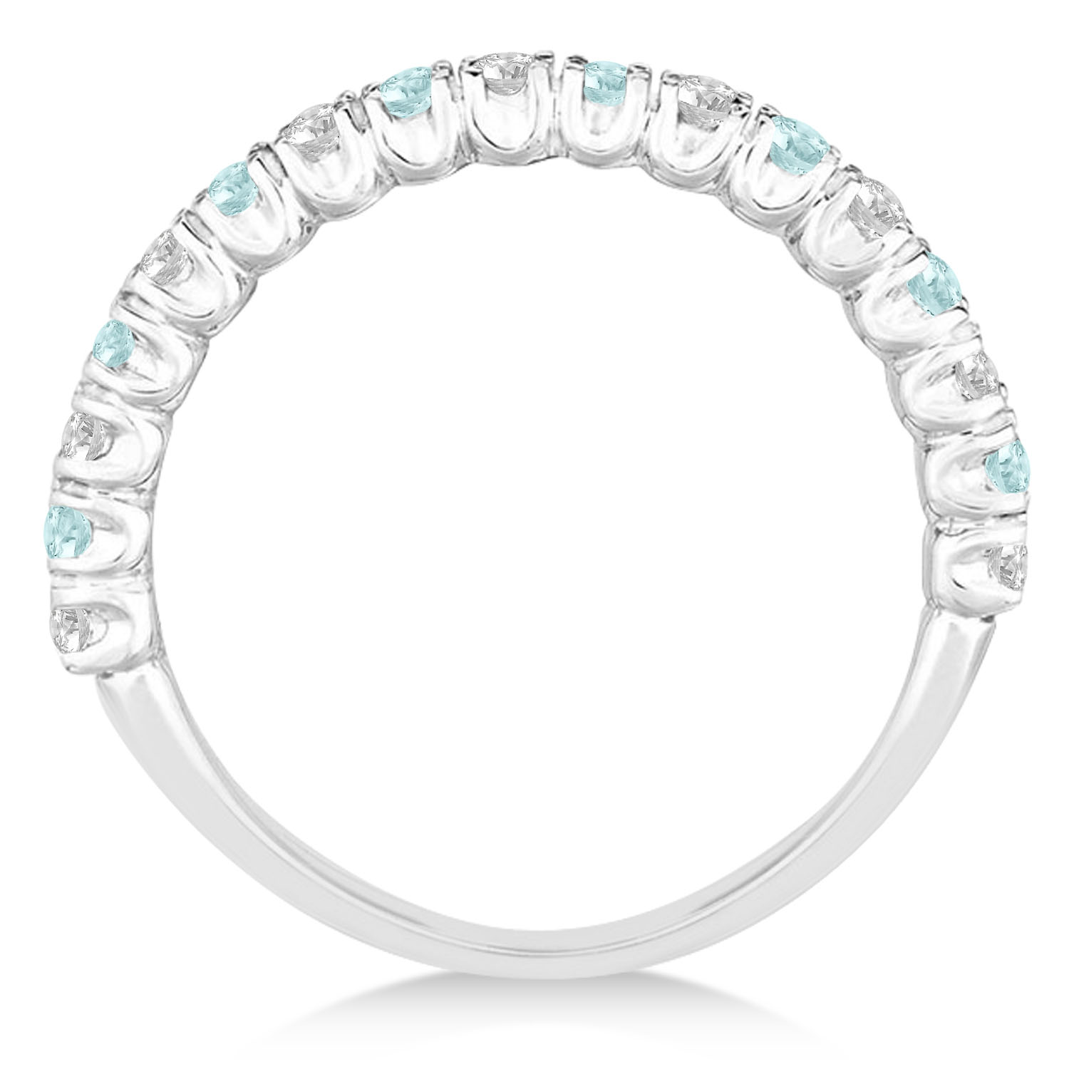 Aquamarine & Diamond Wedding Band Anniversary Ring in 14k White Gold (0.75ct)