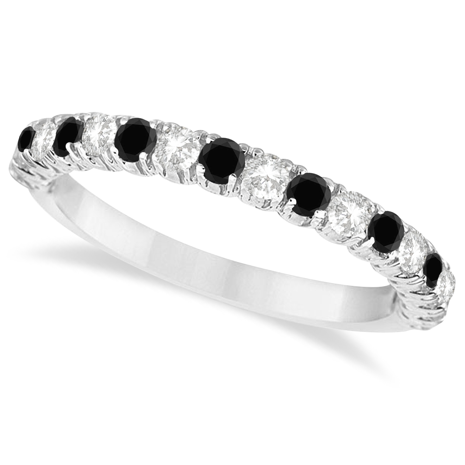 Black & Lab White Diamond Wedding Band Anniversary Ring in 14k White Gold (0.75ct)