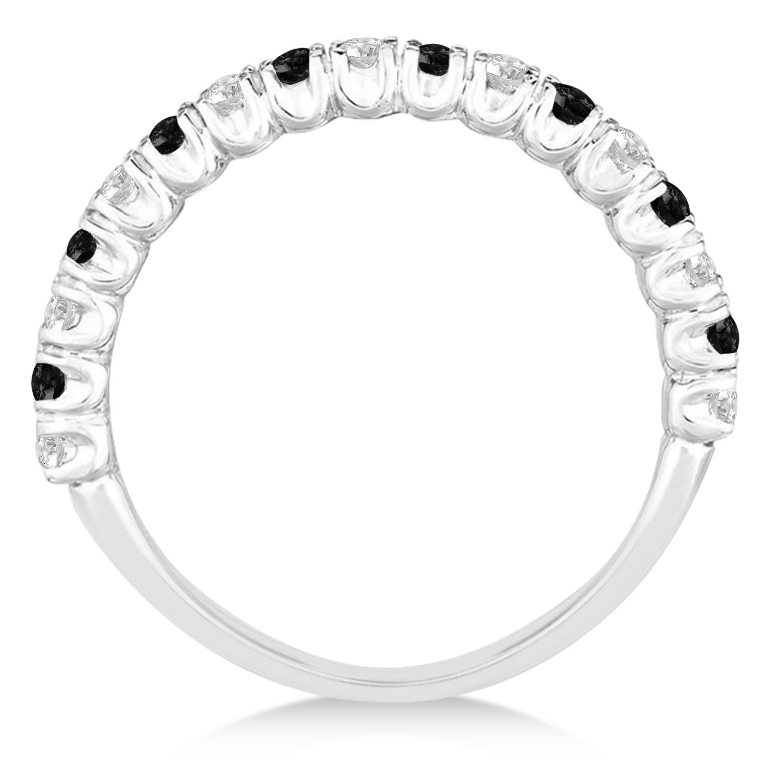 Black & Lab White Diamond Wedding Band Anniversary Ring in 14k White Gold (0.75ct)