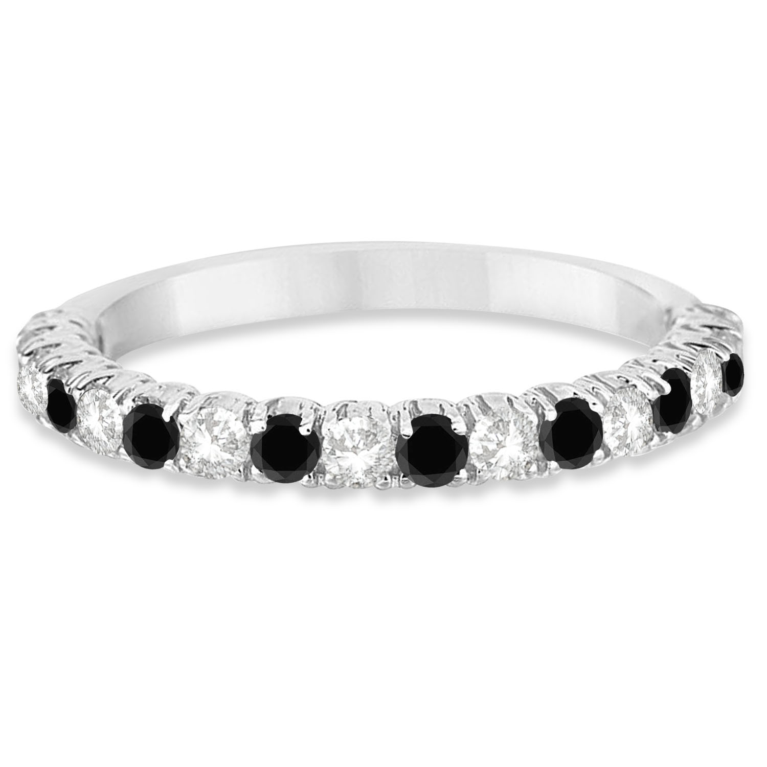 Black & Lab White Diamond Wedding Band Anniversary Ring in 14k White Gold (0.75ct)