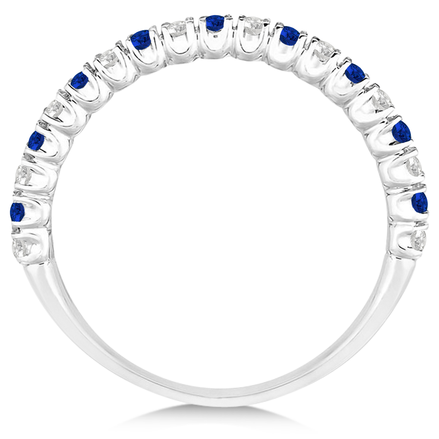 Lab Blue Sapphire & Lab Grown Diamond Wedding Band Anniversary Ring in 14k White Gold (0.50ct)