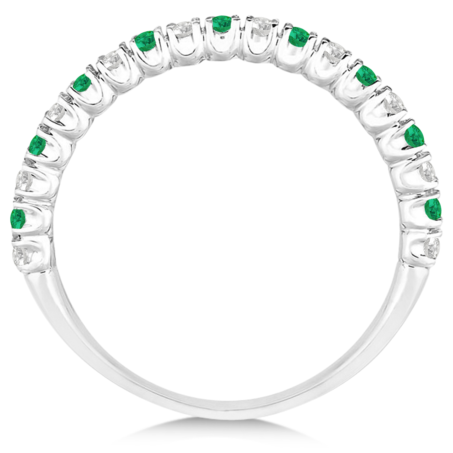 Lab Emerald & Lab Grown Diamond Wedding Band Anniversary Ring in 14k White Gold (0.50ct)