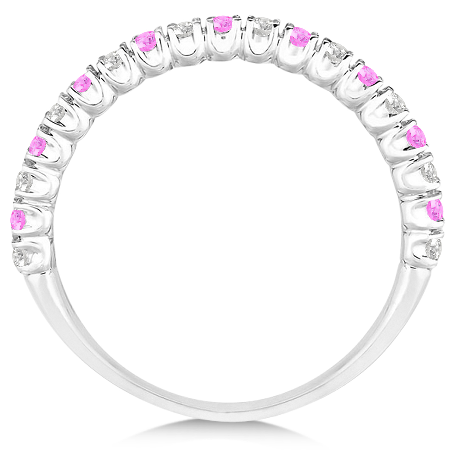 Lab Pink Sapphire & Lab Grown Diamond Wedding Band Anniversary Ring in 14k White Gold (0.50ct)