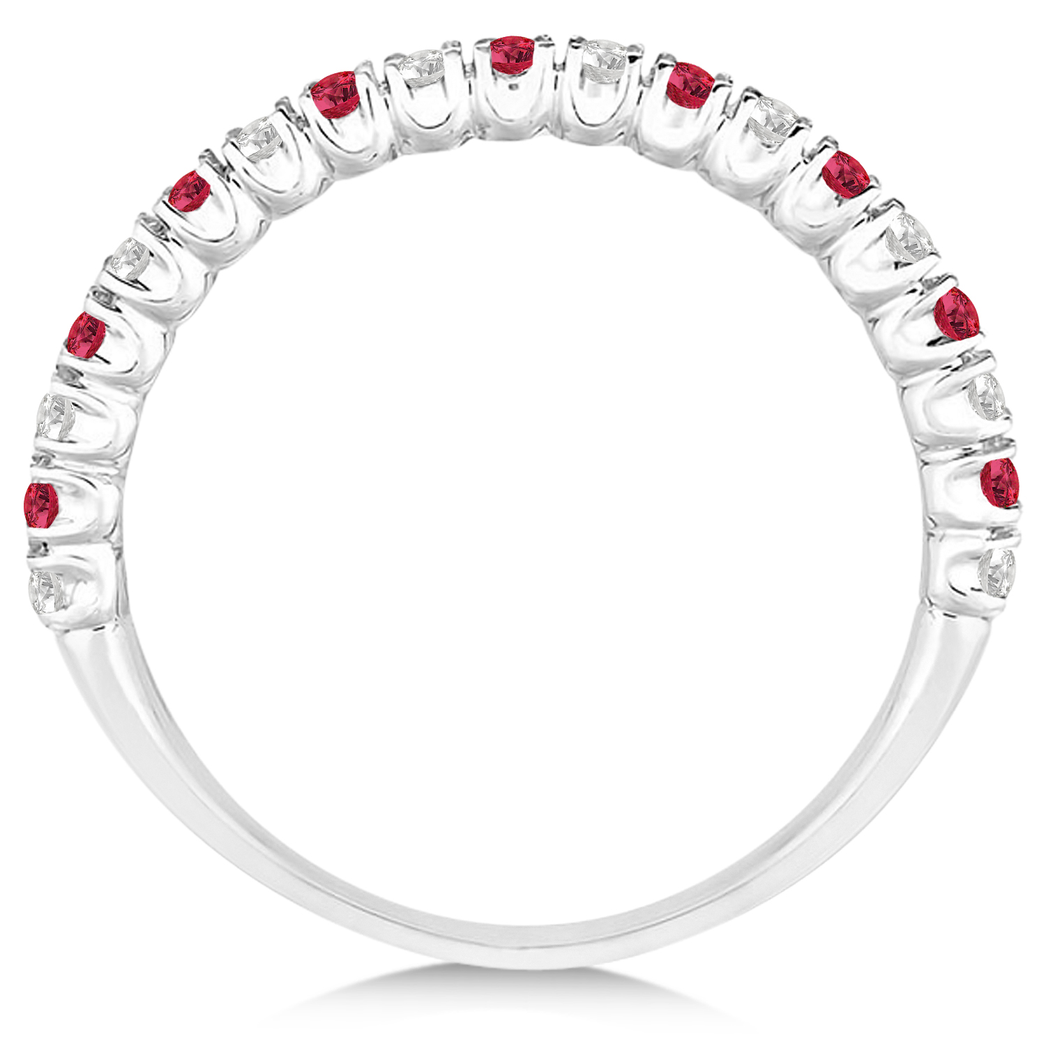 Lab Ruby & Lab Grown Diamond Wedding Band Anniversary Ring in 14k White Gold (0.50ct)