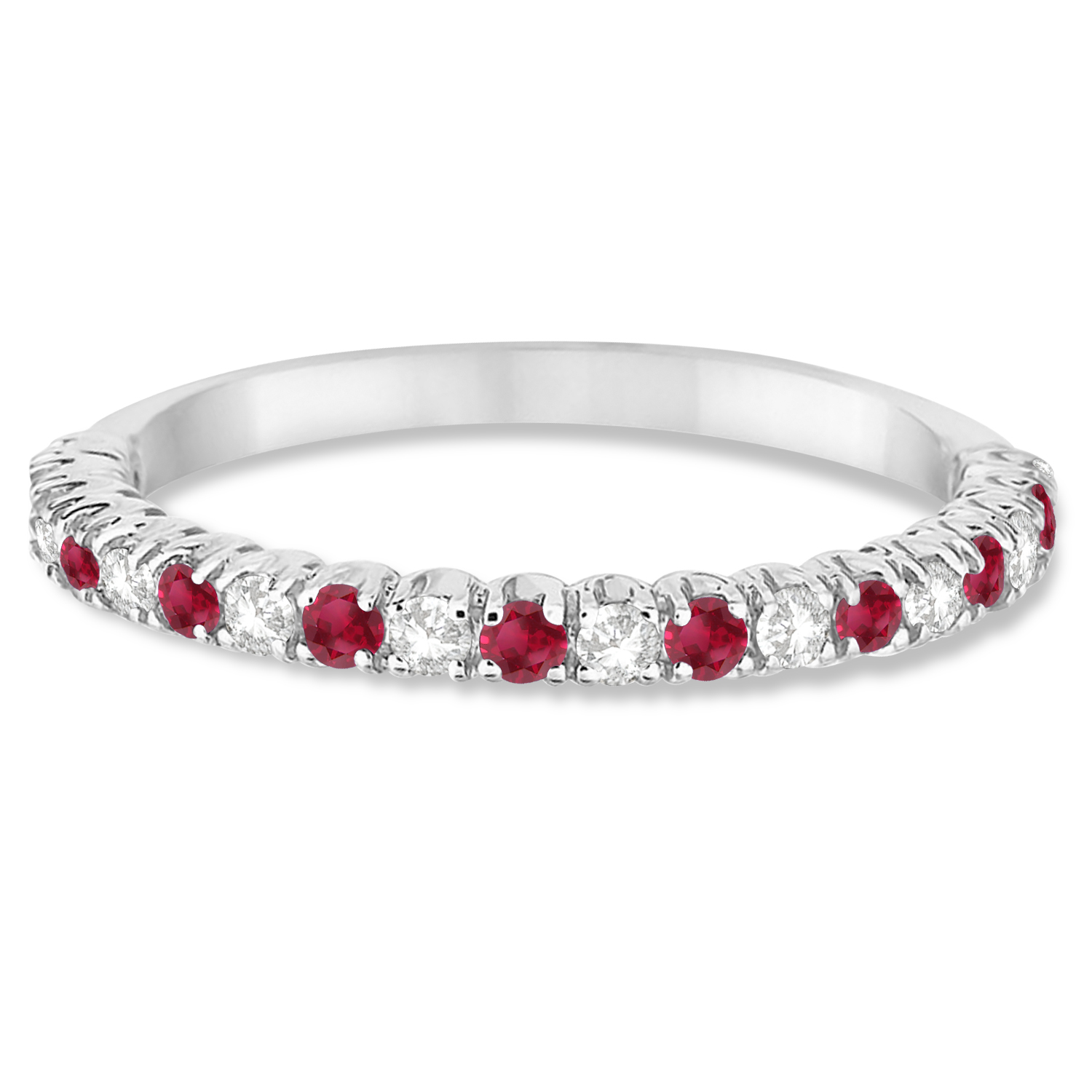 Lab Ruby & Lab Grown Diamond Wedding Band Anniversary Ring in 14k White Gold (0.50ct)