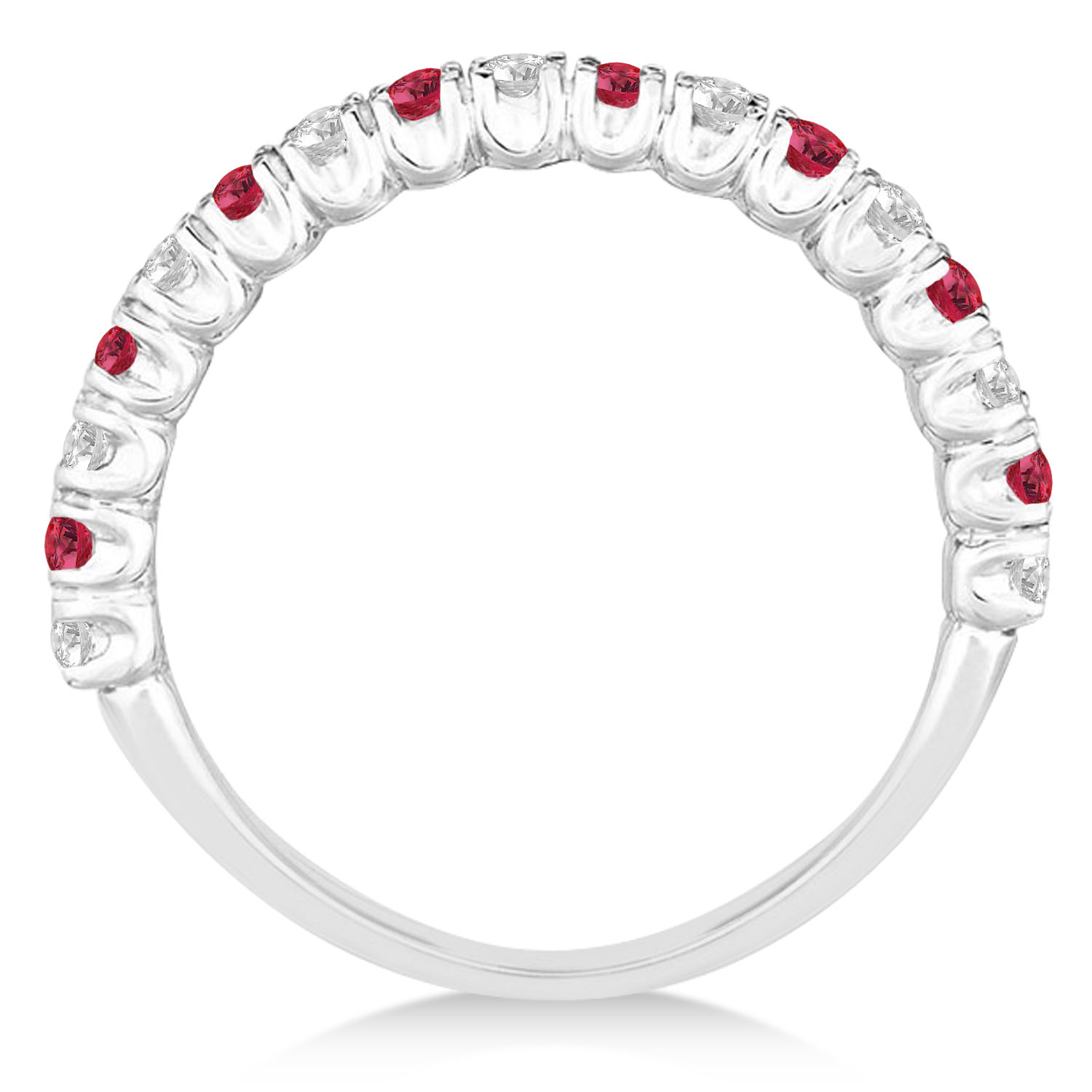 Lab Ruby & Lab Grown Diamond Wedding Band Anniversary Ring in 14k White Gold (0.75ct)