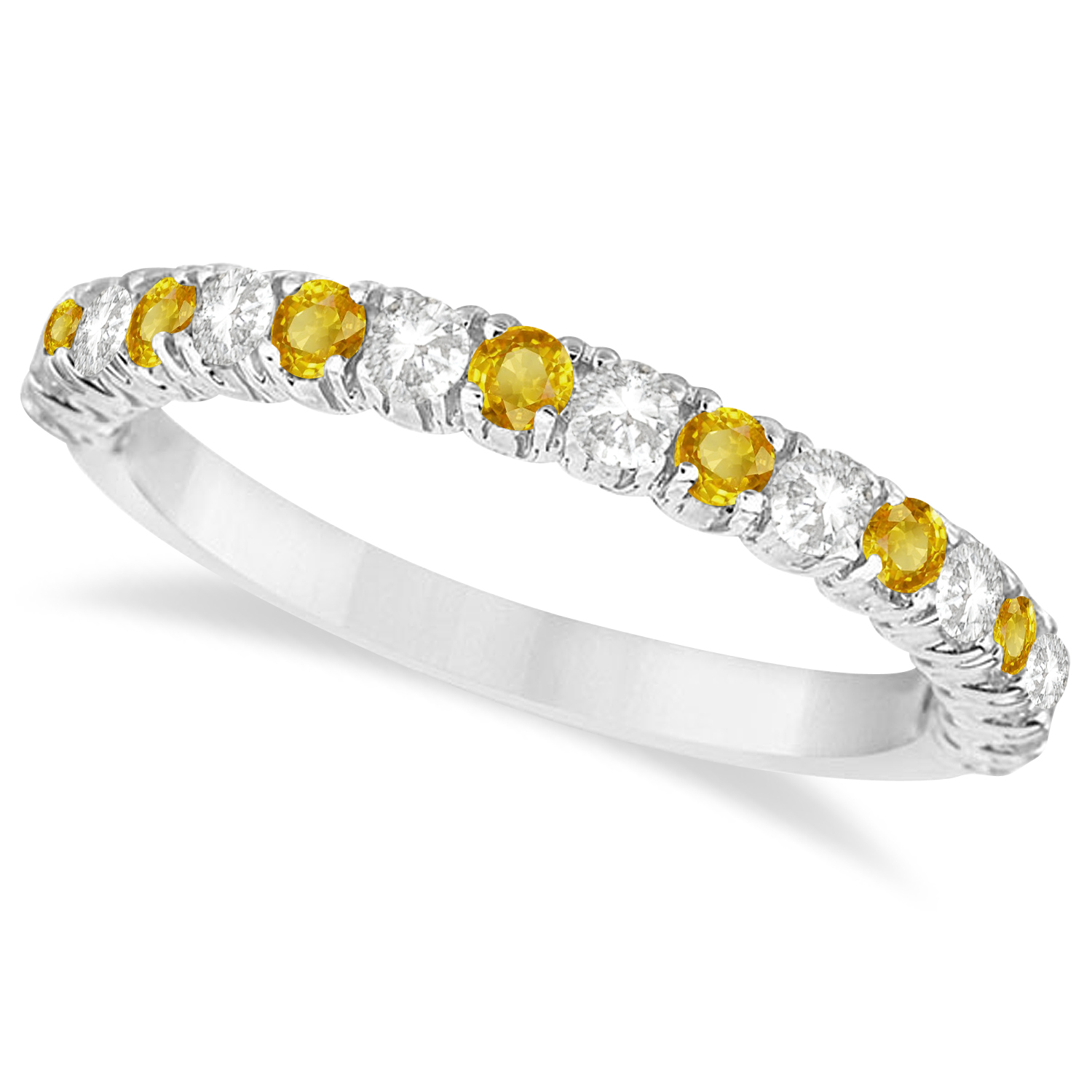 Yellow & Lab White Diamond Wedding Band Anniversary Ring in 14k White Gold (0.75ct)