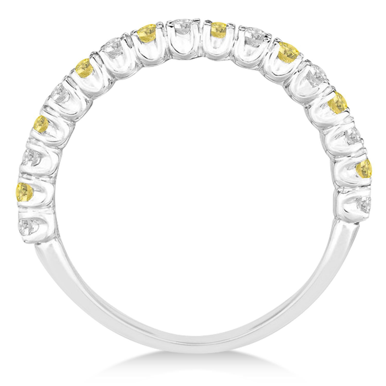 Yellow & Lab White Diamond Wedding Band Anniversary Ring in 14k White Gold (0.75ct)