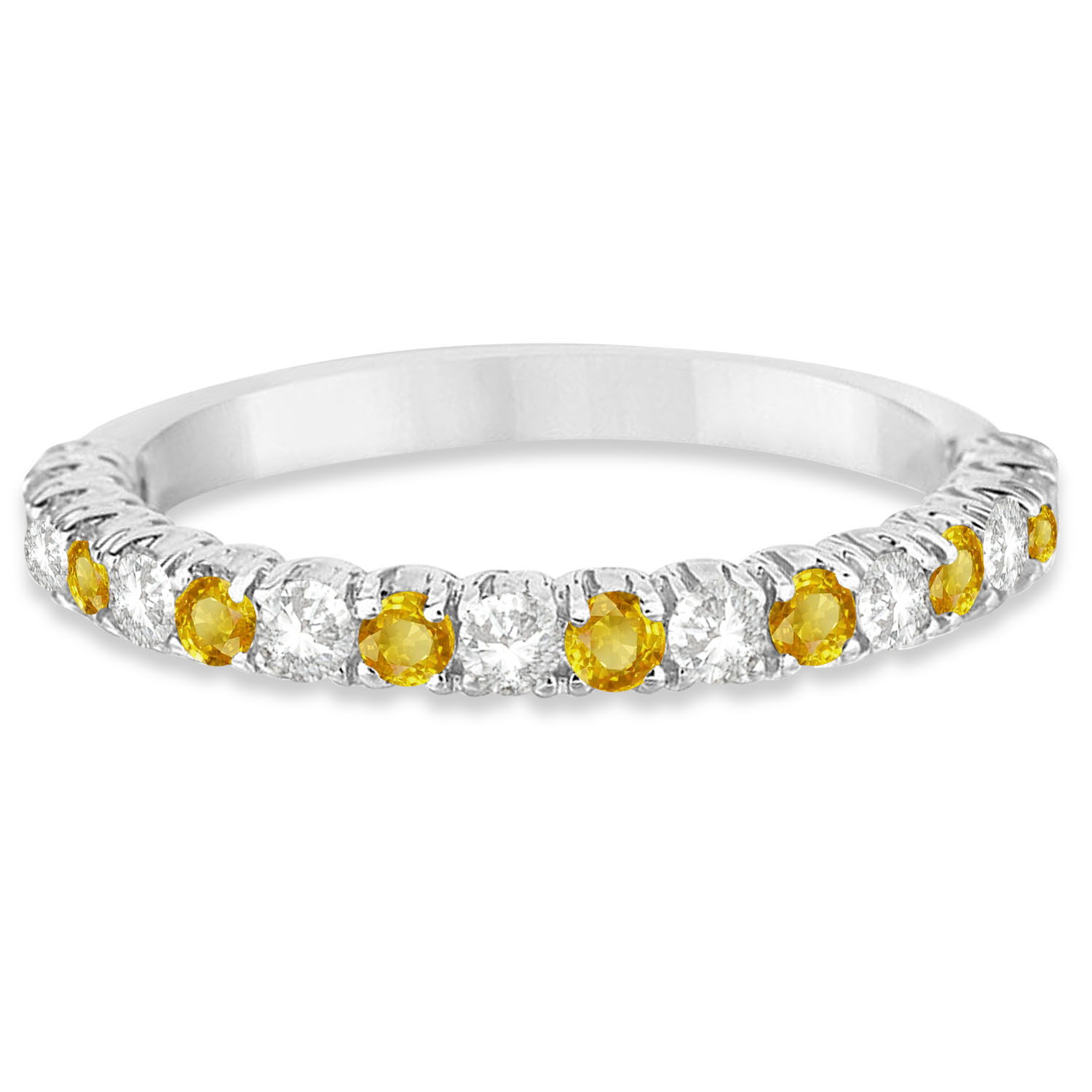 Yellow & Lab White Diamond Wedding Band Anniversary Ring in 14k White Gold (0.75ct)