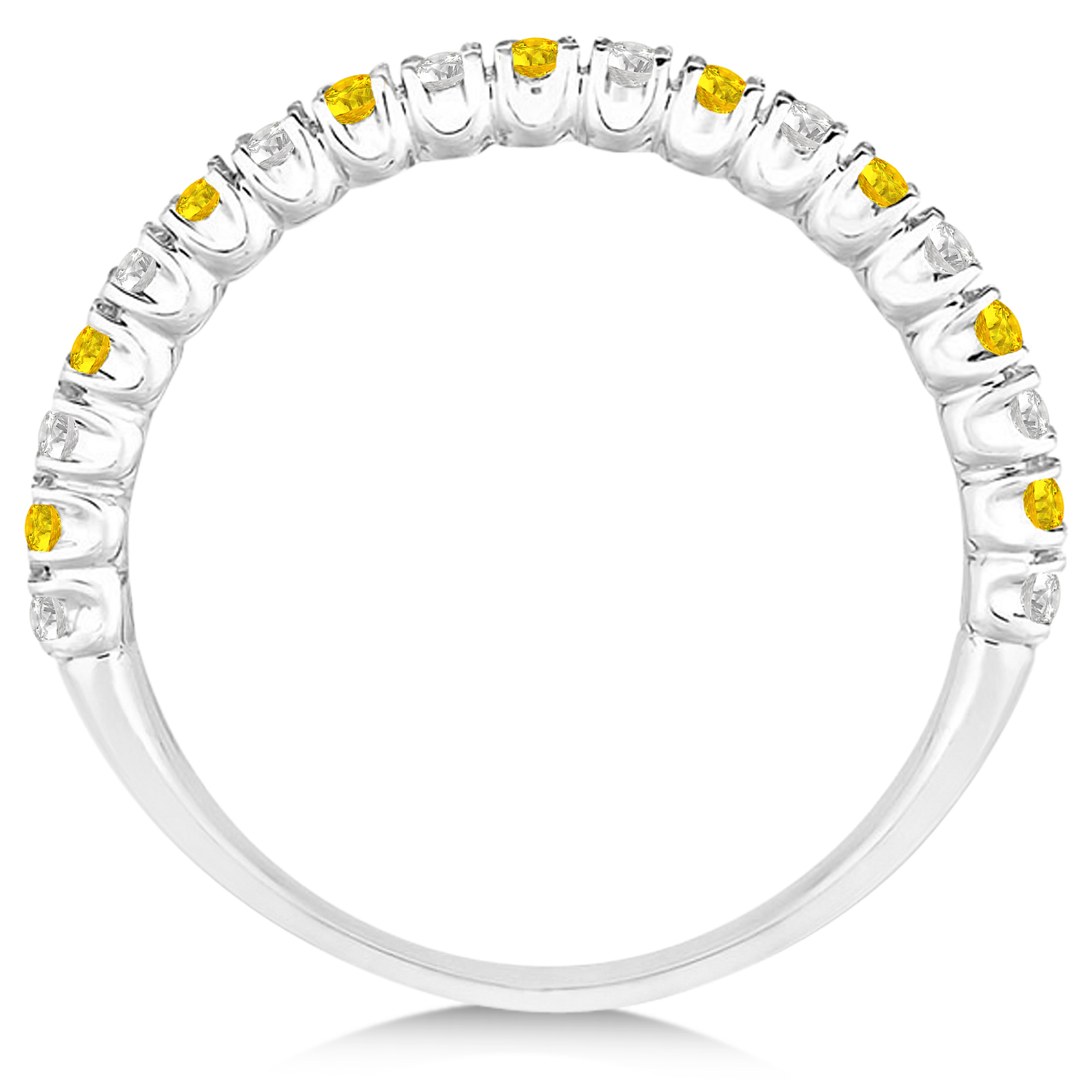 Yellow Sapphire & Diamond Wedding Band Anniversary Ring in 14k White Gold (0.50ct)