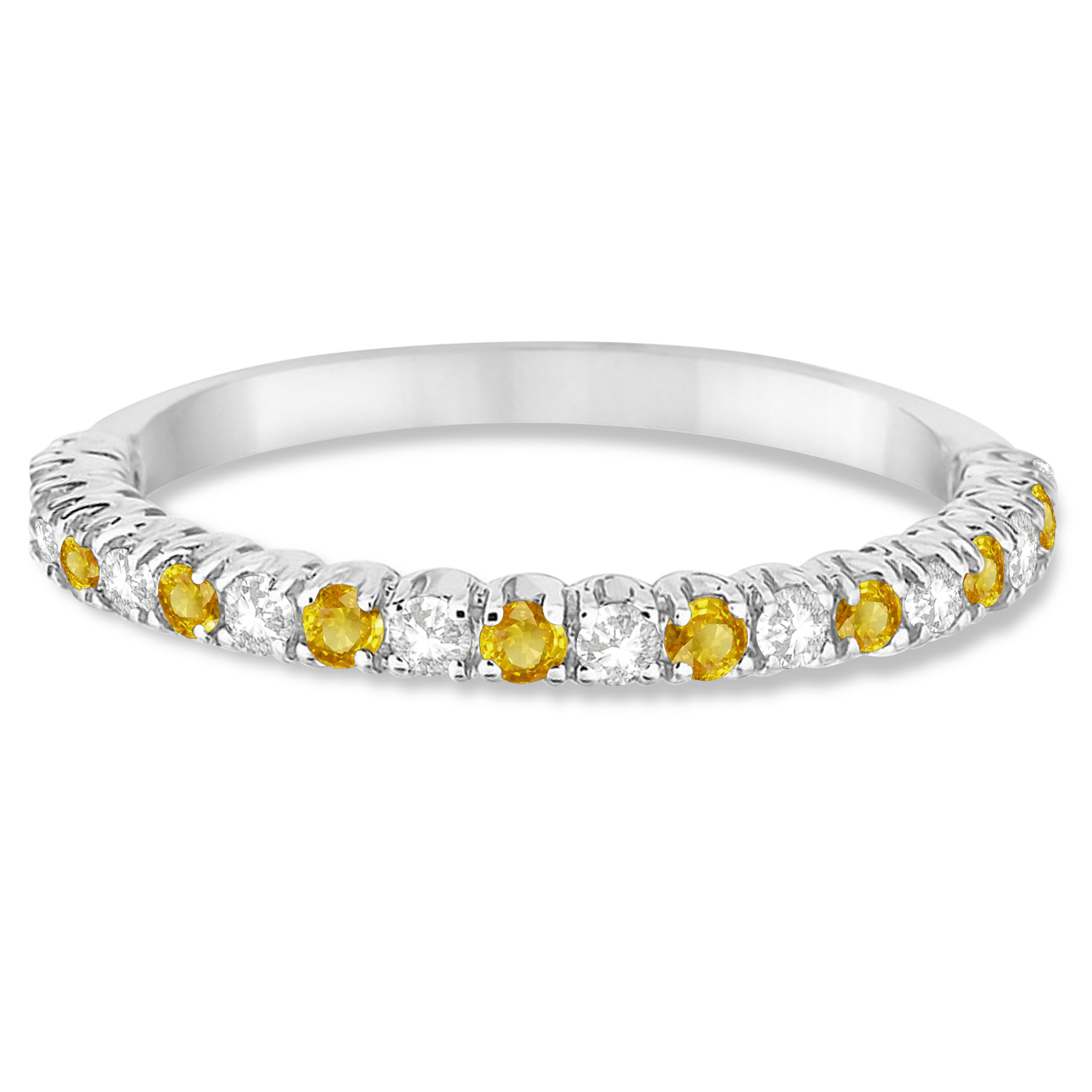 Yellow Sapphire & Diamond Wedding Band Anniversary Ring in 14k White Gold (0.50ct)