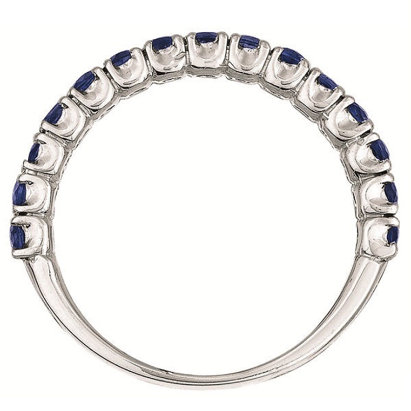 Blue Sapphire Semi-Eternity Ring Band 14k White Gold (1.09ct)