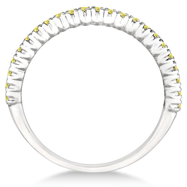 Half-Eternity Pave Yellow Diamond Stacking Ring 14k White Gold (0.25ct)