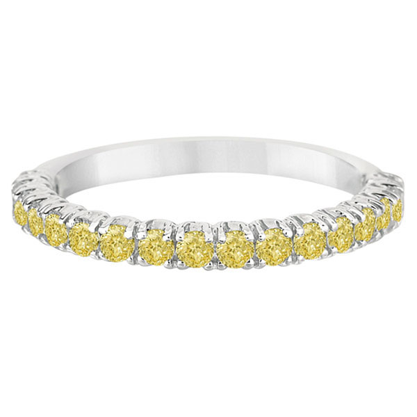 Half-Eternity Pave Lab Yellow Lab Grown Diamond Stacking Ring 14k White Gold (0.75ct)