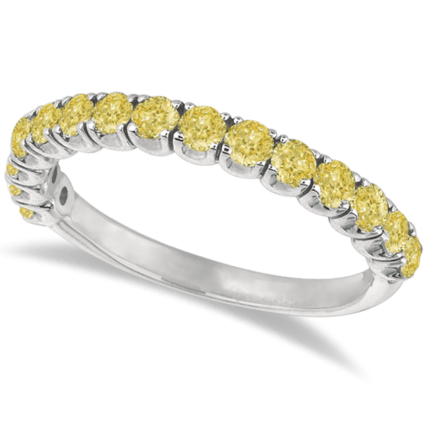 Lab Yellow Canary Lab Grown Diamond Ring Anniversary Band 14k White Gold (1.00ct)